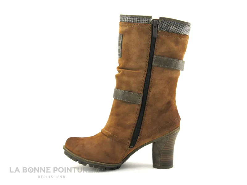 Achat chaussures Mustang Shoes Femme Botte, vente Mustang 1141-606-301 bottines femme camel 2 zips talon