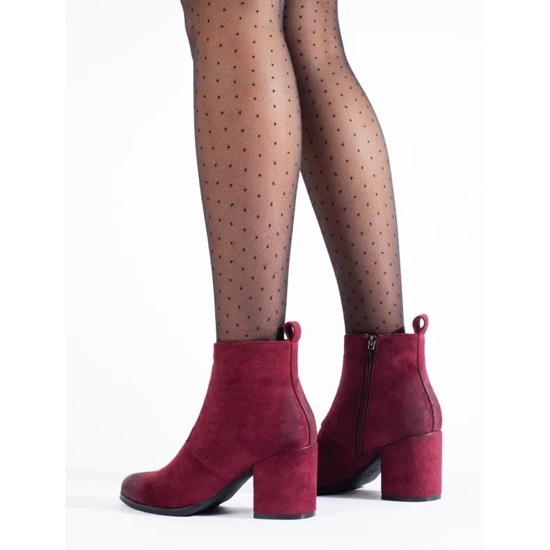 Bottes bordeaux pour dames sur un poteau avec un élastique Shelovet rouge