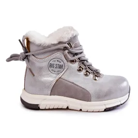 Bottes isolées pour enfants avec une fermeture éclair Big Star KK374178 Argent