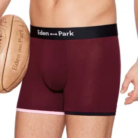 Boxer homme bordeaux avec ceinture noire en coton par Eden Park