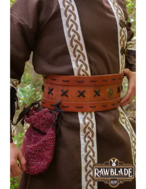 Ceinture captive médiévale large marron avec sac ⚔️ Boutique Épées