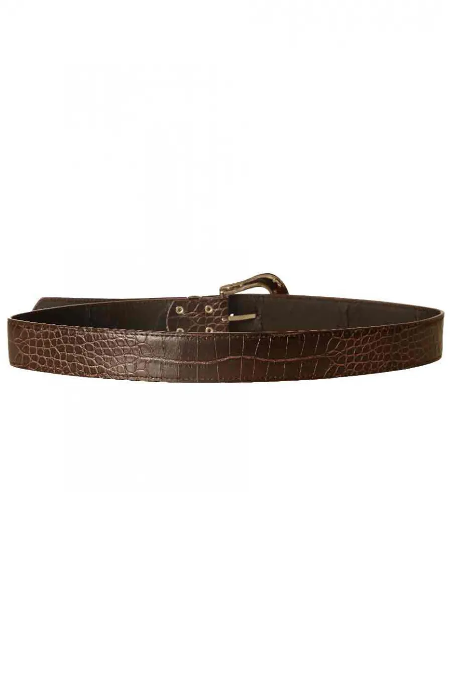 Ceinture Marron style croco avec boucle fantaisie à strass D7288