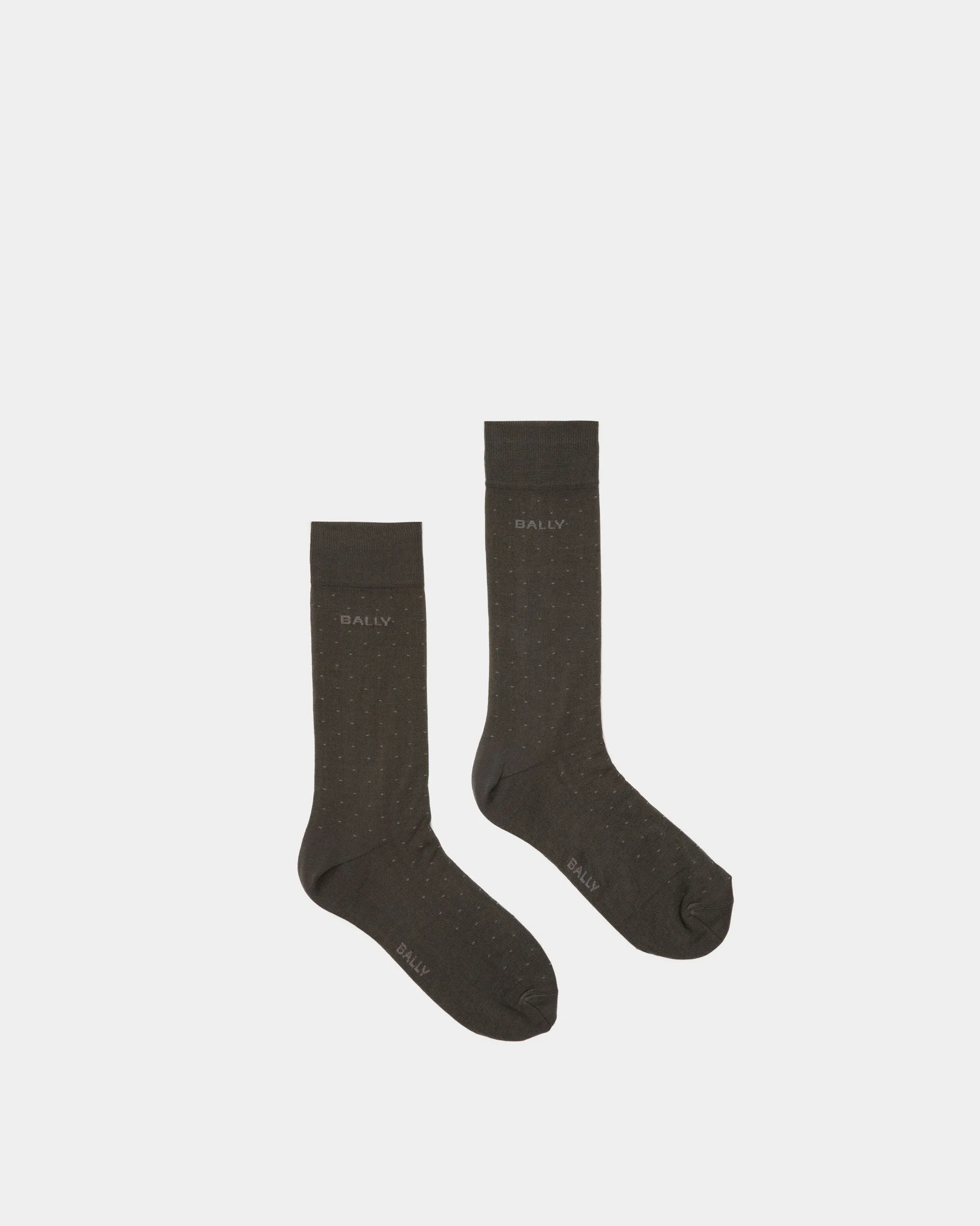 Chaussettes côtelées avec logo En coton mélangé gris