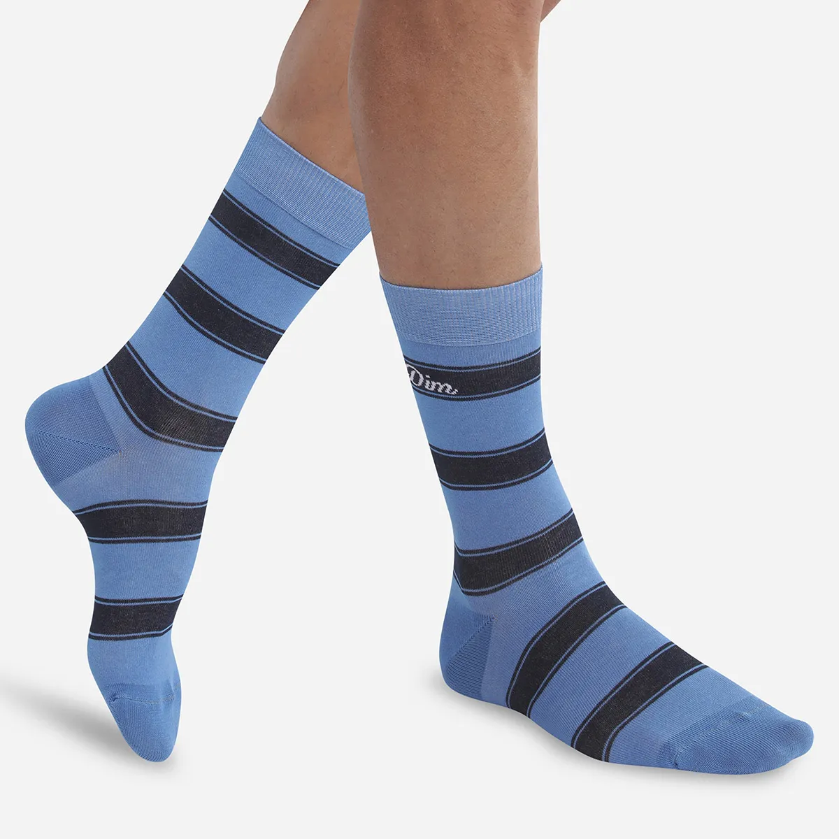 Chaussettes homme en coton Bleu Ciel à rayures Monsieur Dim