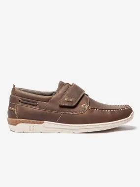 Chaussures Bateau Homme A Scratch Cuir Marron tbs