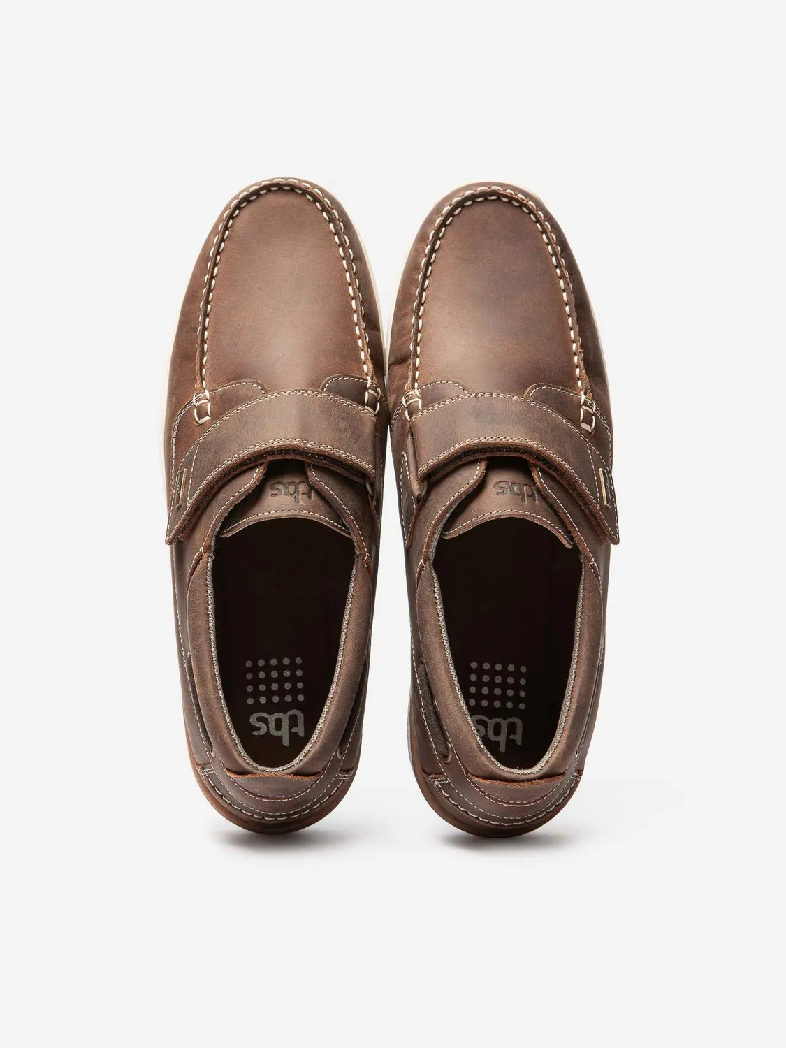 Chaussures Bateau Homme A Scratch Cuir Marron tbs