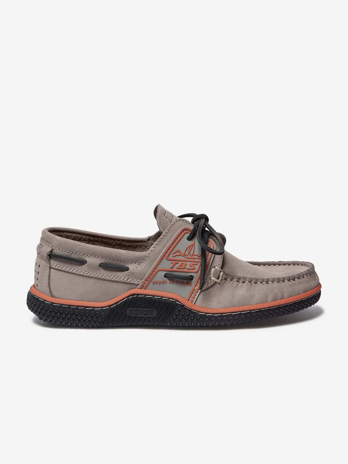 Chaussures Bateau Homme Cuir Beige et Orange tbs