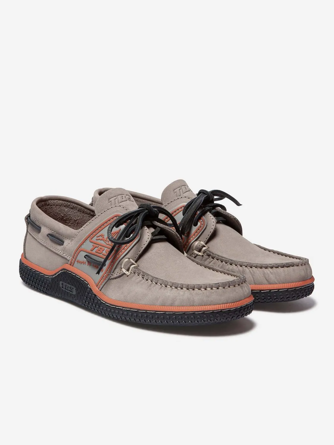 Chaussures Bateau Homme Cuir Beige et Orange tbs