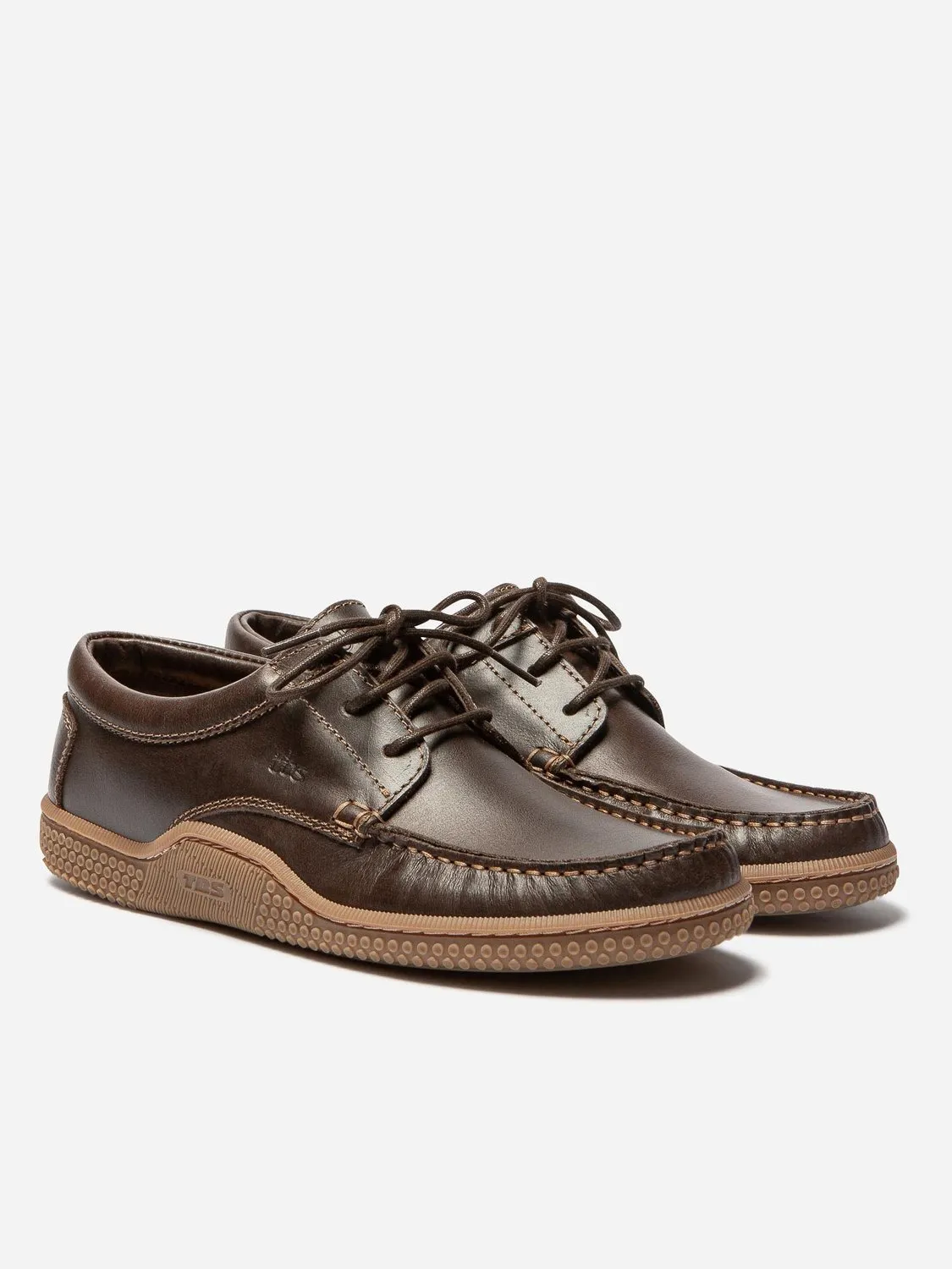 Chaussures Bateau Homme Cuir Lisse Marron tbs