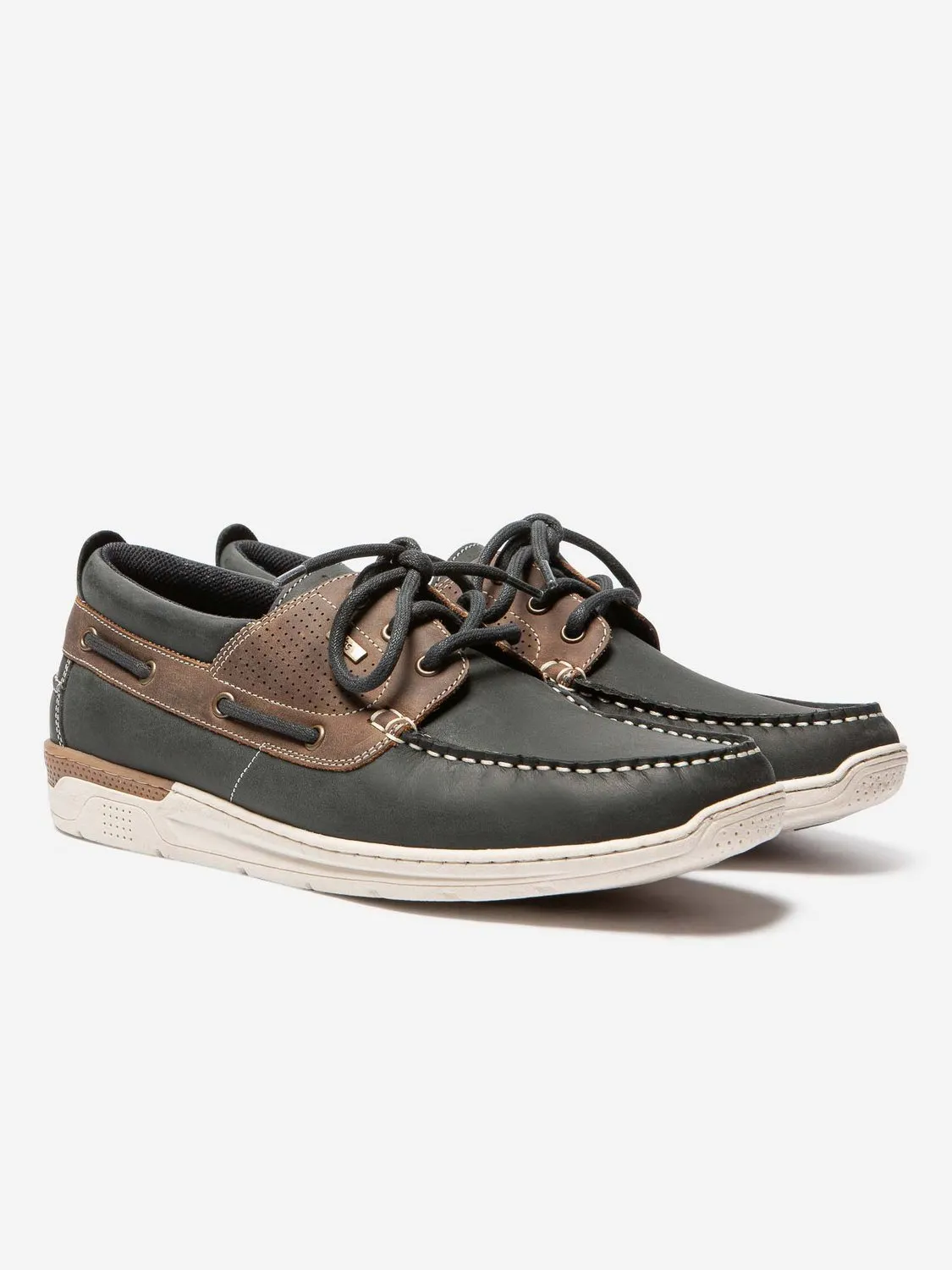 Chaussures Bateau Homme Cuir Marine et Marron tbs