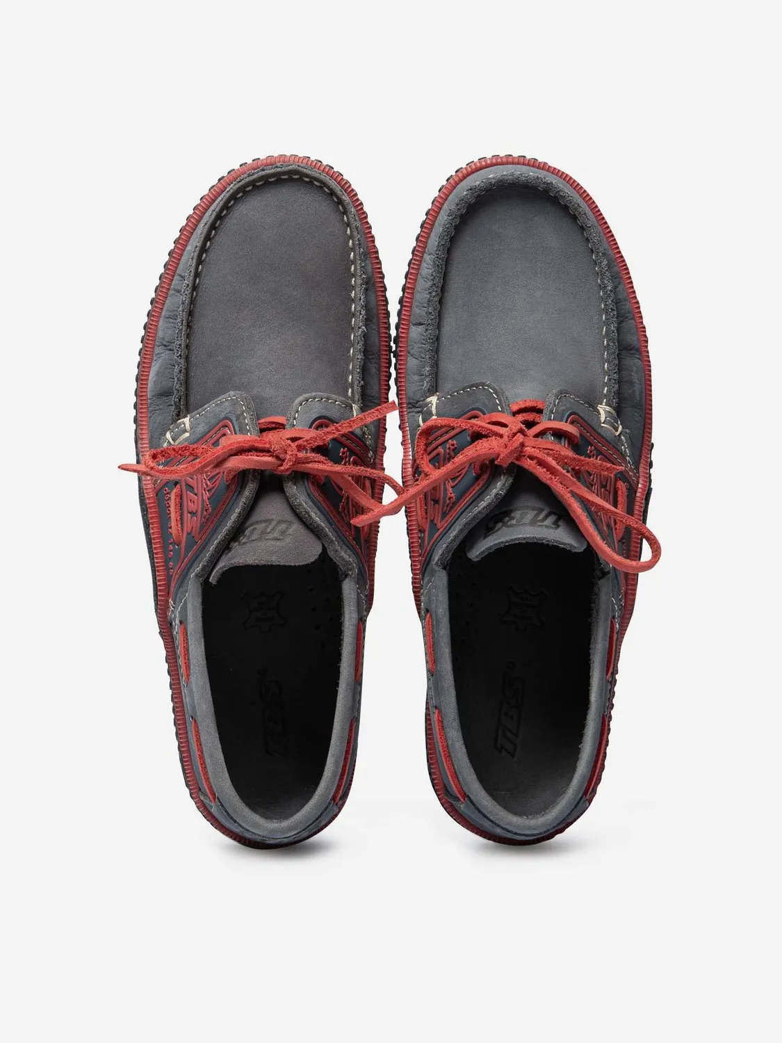 Chaussures Bateau Homme Cuir Marine et Rouge tbs