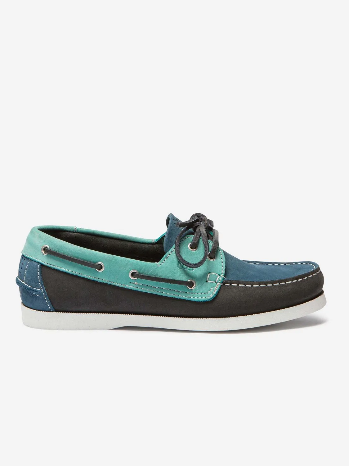 Chaussures Bateau Homme Cuir Nubuck Turquoise et Marine tbs