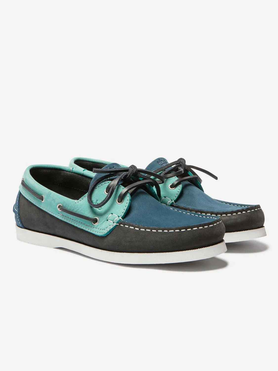 Chaussures Bateau Homme Cuir Nubuck Turquoise et Marine tbs