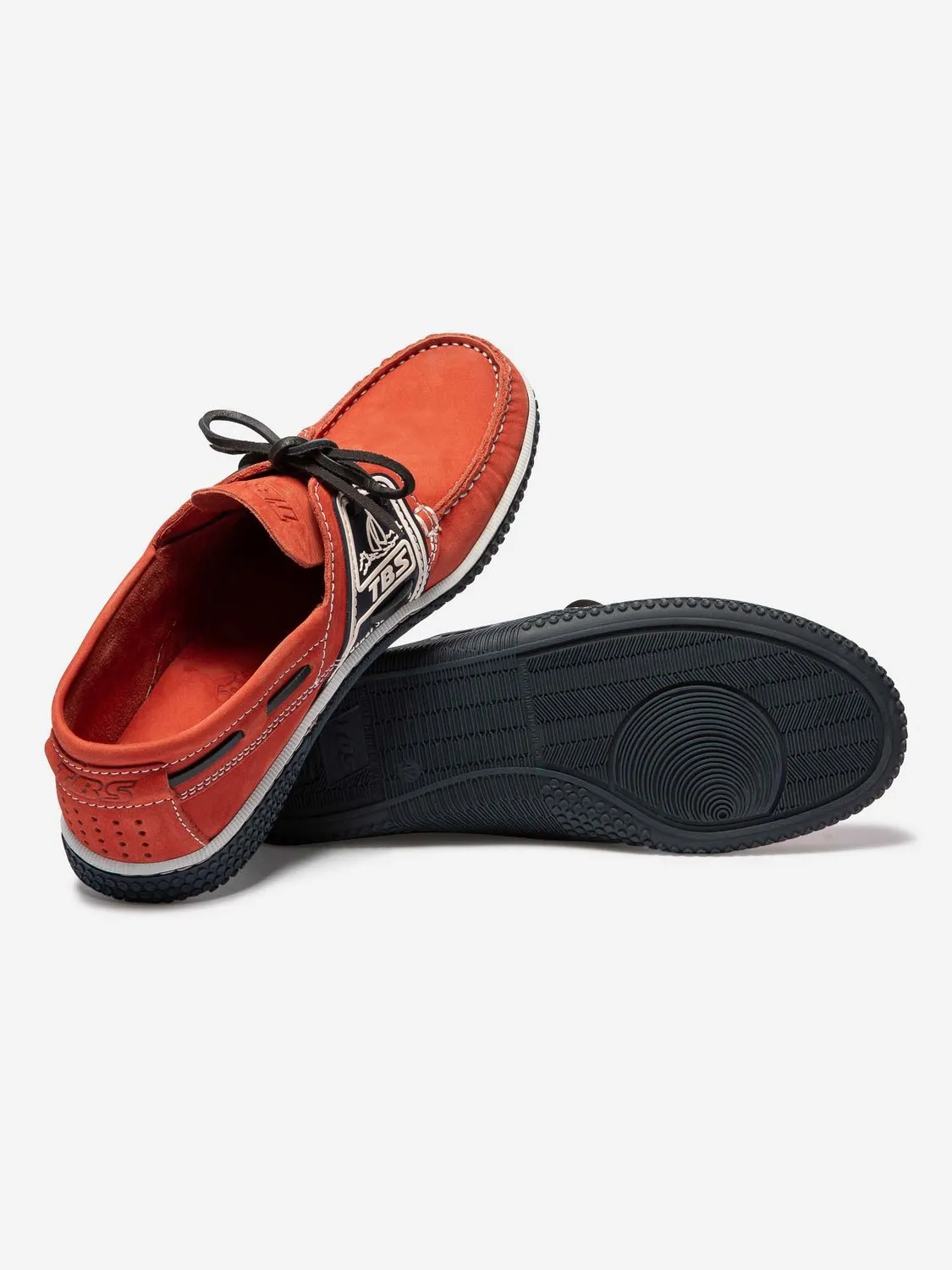 Chaussures Bateau Homme Semelle Grip Cuir Orange tbs