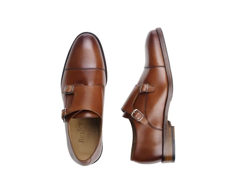 Chaussures cuir homme avec boucle Cognac Patiné Greydale Patin