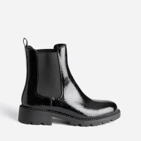 Chelsea boots TEXTO noir verni embossé effet python - Boots / bottines Femme | ERAM