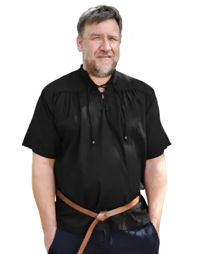 Chemise médiévale homme manche courte - noir ⚔️ Boutique Épées