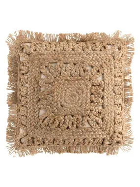 Coussin déhoussable en jute et coton - Beige