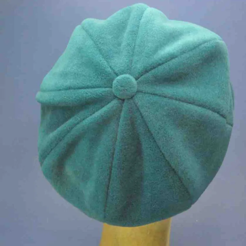 Gavroche à très petit plateau en polaire turquoise | Casquette femme