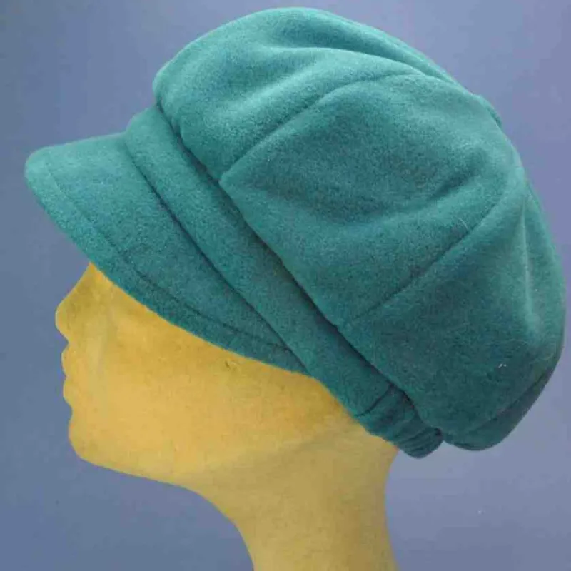 Gavroche à très petit plateau en polaire turquoise | Casquette femme