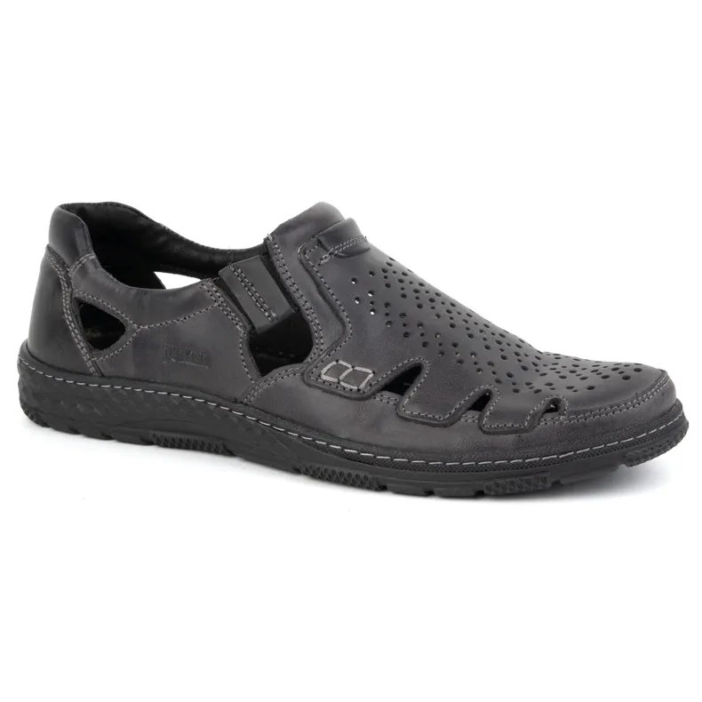 Joker Chaussures d'été en cuir homme, slip-on 500J gris