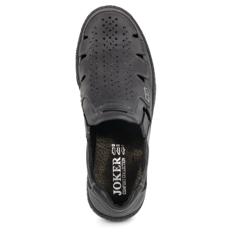 Joker Chaussures d'été en cuir homme, slip-on 500J gris