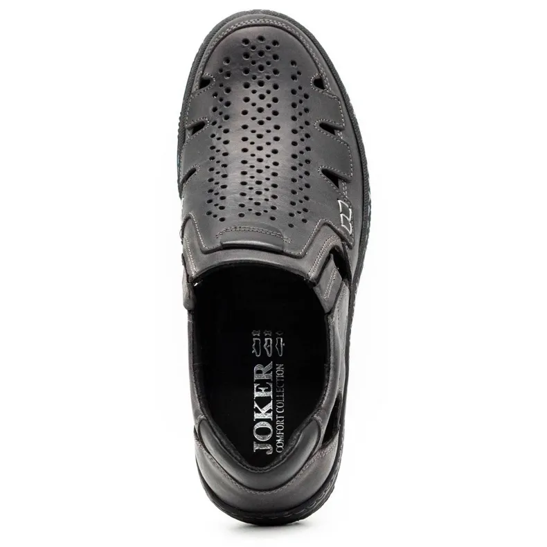 Joker Chaussures d'été en cuir homme, slip-on 500J gris