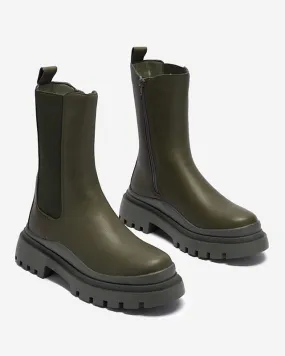 OUTLET Bottes à talon plat vert foncé pour femmes Okidas - Footwear