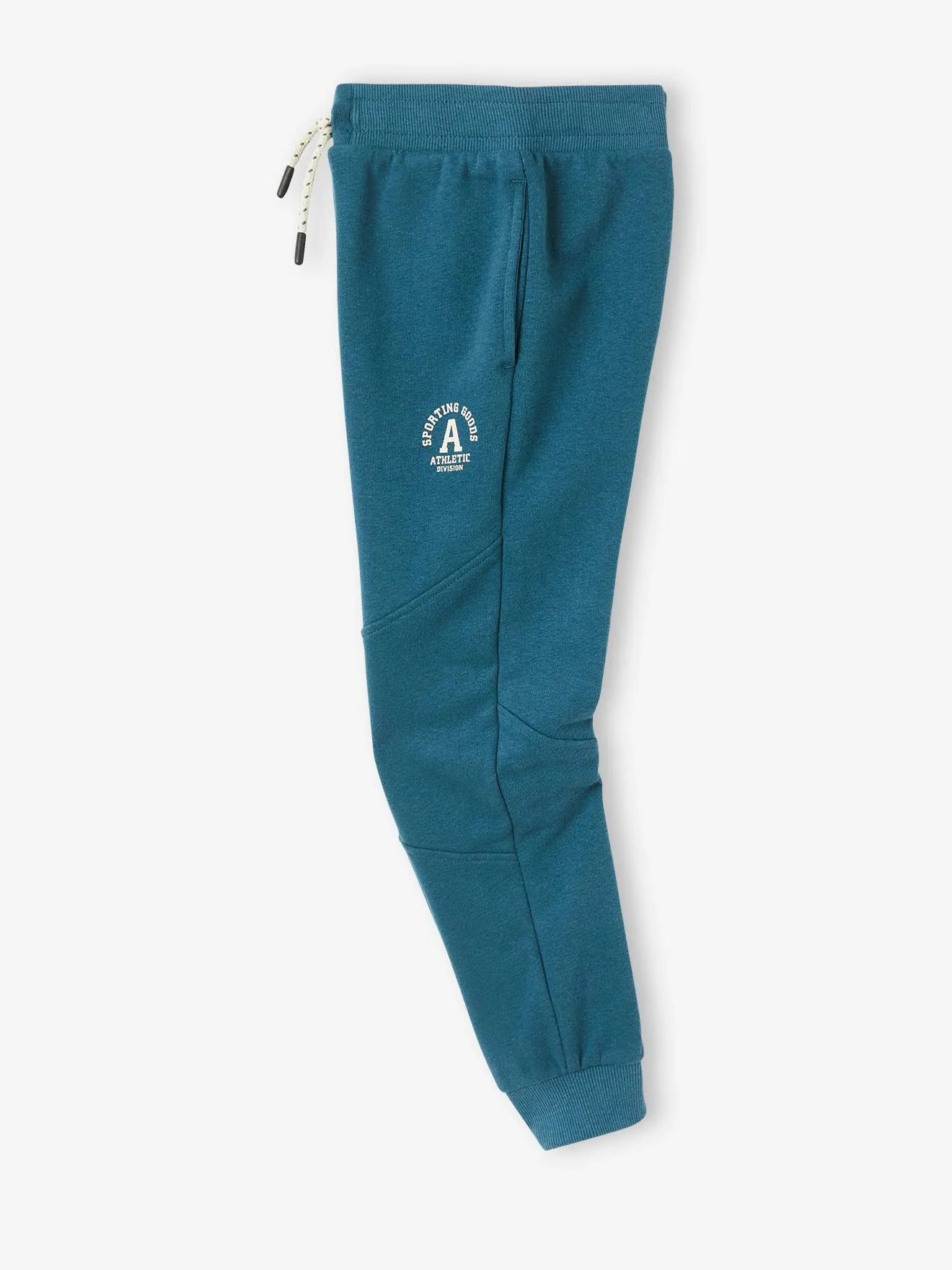 Pantalon jogging "Athletic" garçon en molleton bleu canard - Vertbaudet