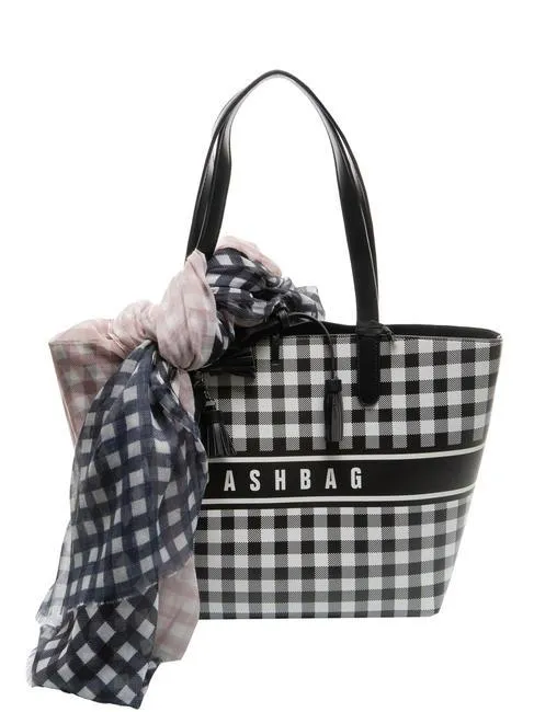 Pash Bag Tweedy Sac Cabas Imprimé Avec Écharpe Noir Blanc - Achetez À Prix Outlet!