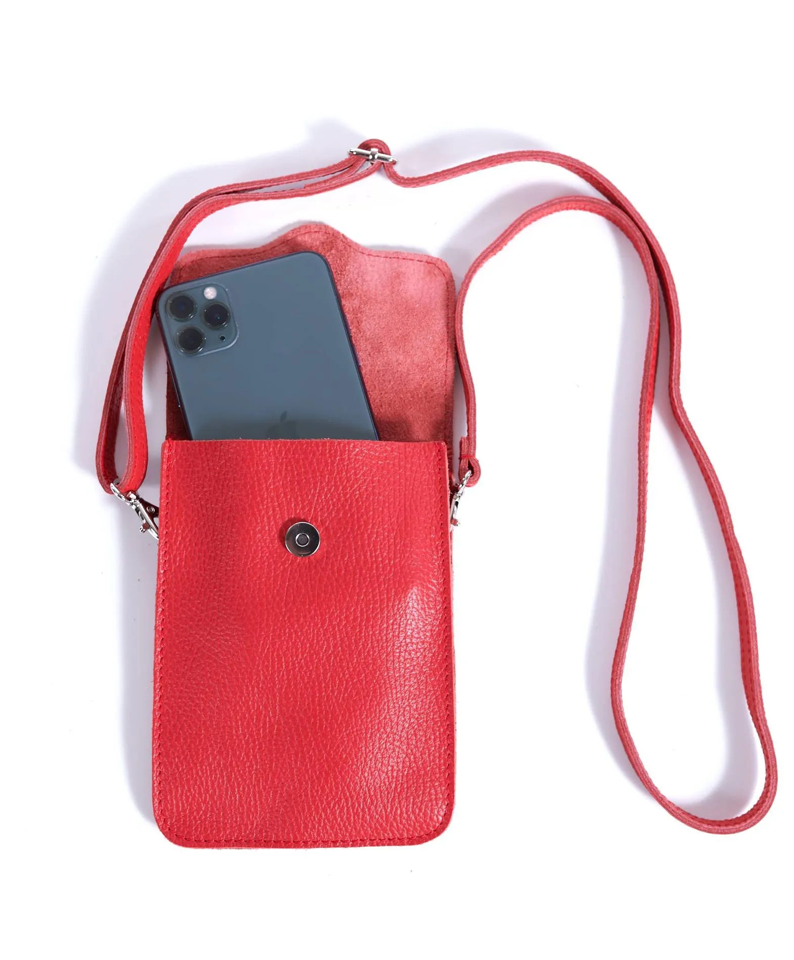 Petit sac à bandoulière cuir pour téléphone portable rouge Noah