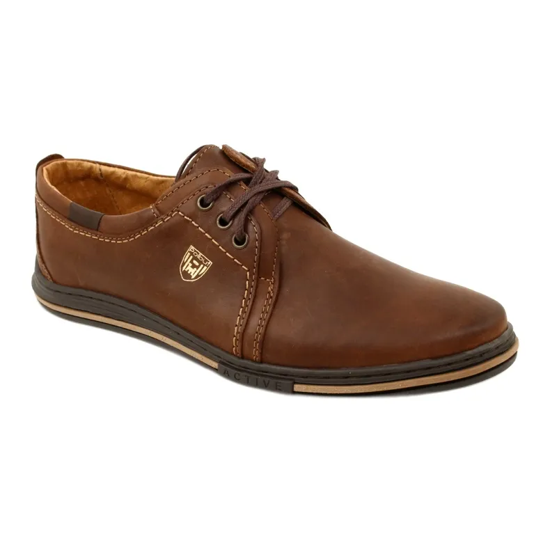 Polbut Chaussures homme en cuir 343 DK.Camel brun