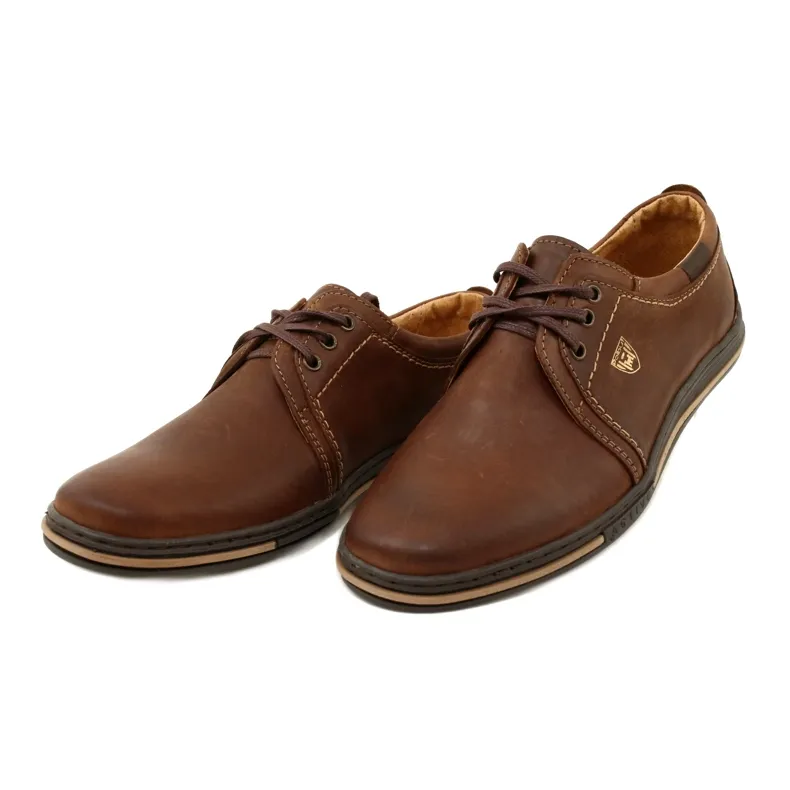 Polbut Chaussures homme en cuir 343 DK.Camel brun