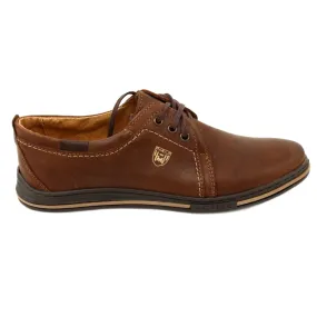 Polbut Chaussures homme en cuir 343 DK.Camel brun