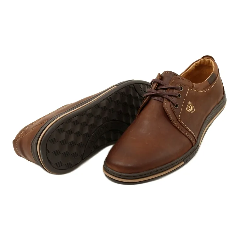 Polbut Chaussures homme en cuir 343 DK.Camel brun