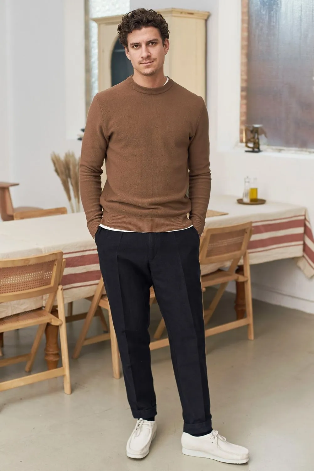 Pull en coton bio | camel "morten jumper - eco knotted camel" homme