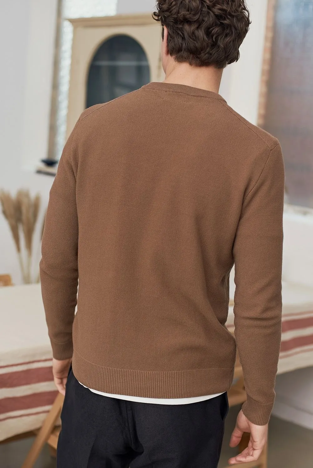 Pull en coton bio | camel "morten jumper - eco knotted camel" homme