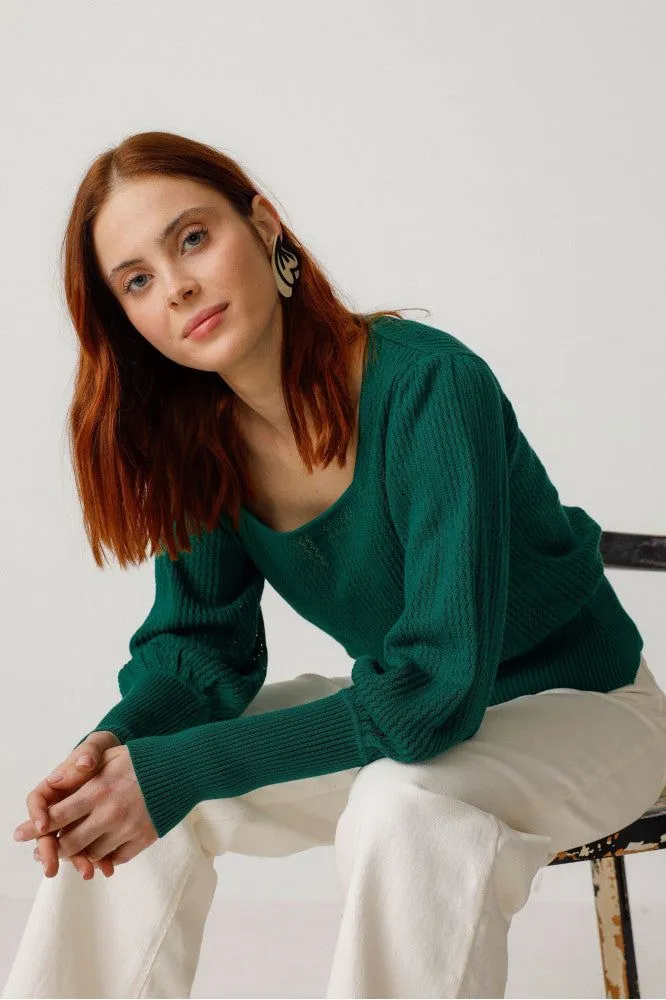 Pull en coton bio | vert "camiseta dudea basil green" F24g4 basil green femme