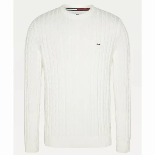 Pull en coton maille torsadée écru Tommy Hilfiger