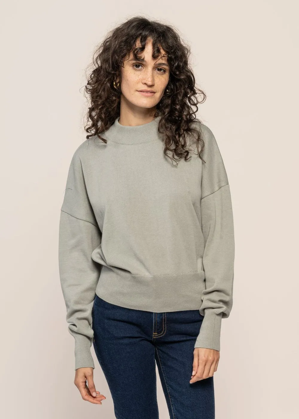 Pull oversize en coton bio | vert "yin muted sea spray" femme - Jan'n June