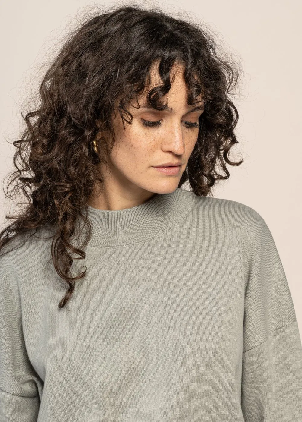 Pull oversize en coton bio | vert "yin muted sea spray" femme - Jan'n June