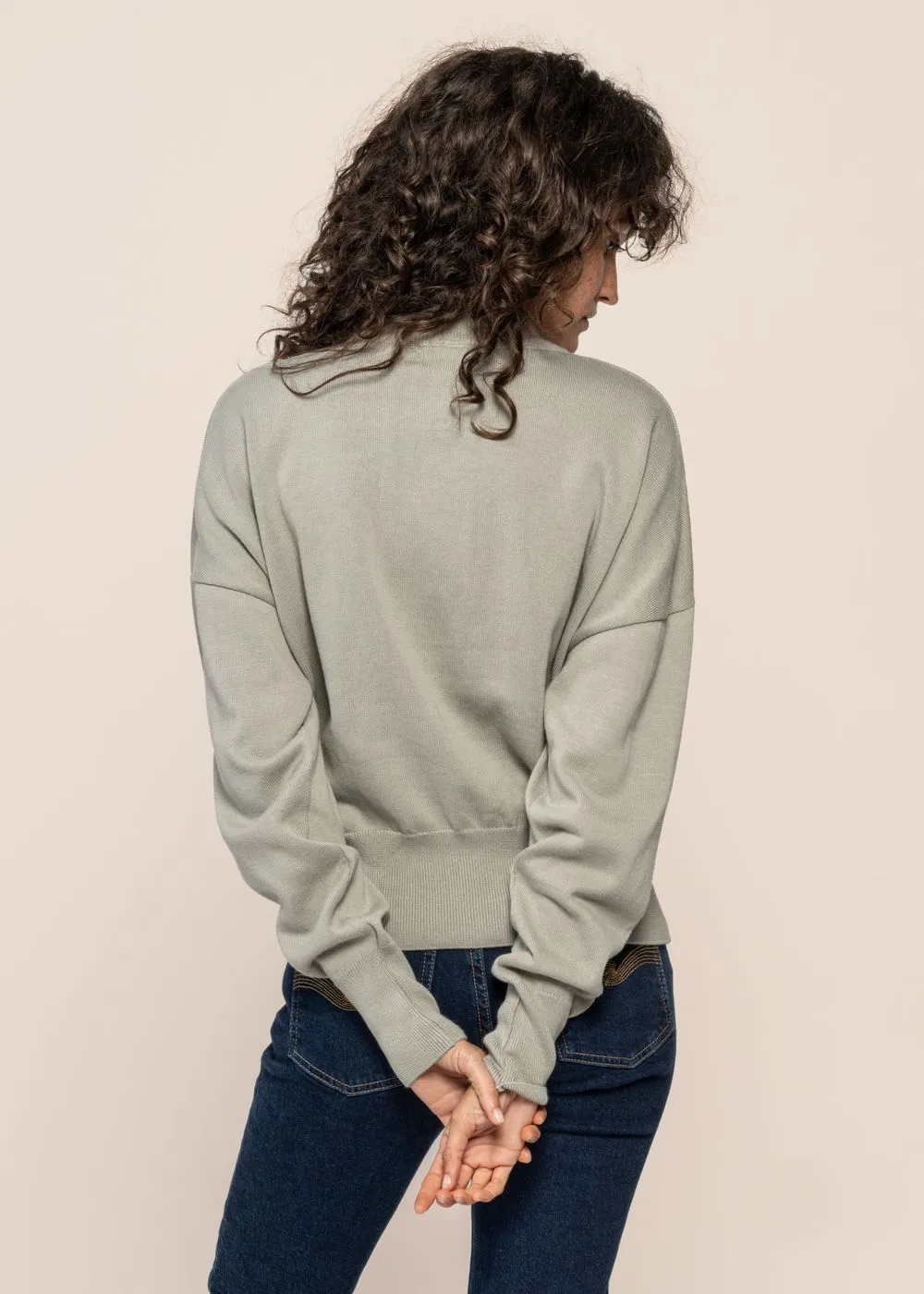 Pull oversize en coton bio | vert "yin muted sea spray" femme - Jan'n June