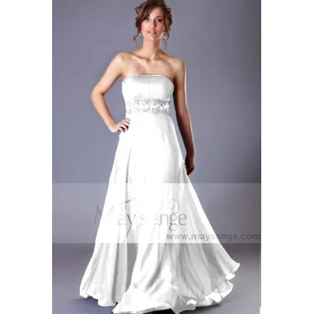 Robe Bustier Mariage longue Mousseline Avec Ceinture A Strass