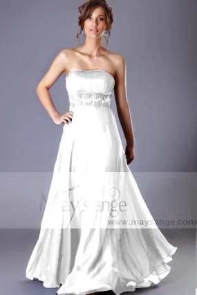 Robe Bustier Mariage longue Mousseline Avec Ceinture A Strass