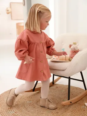 Robe en sergé bébé col claudine rose - Vertbaudet