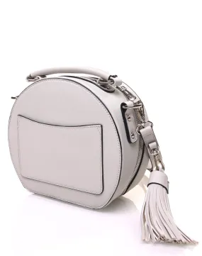 Sac bandoulière rond rigide type mallette gris clair