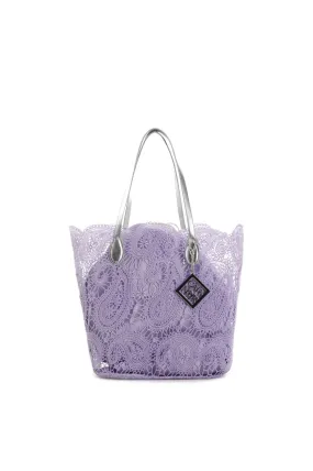 sac cabas en dentelle avec pochette intérieure assortie wisteria - CafèNoir