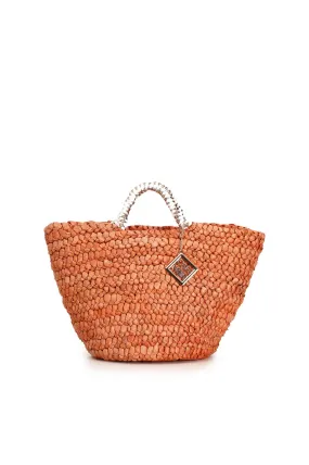 sac cabas en paille avec pendentif cafènoir orange - CafèNoir