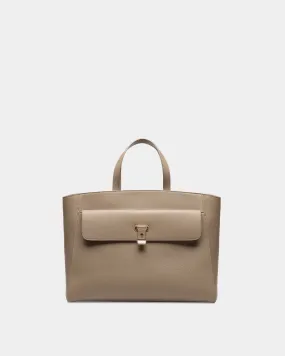 Sac Cabas Lock Me En Cuir Grainé Taupe