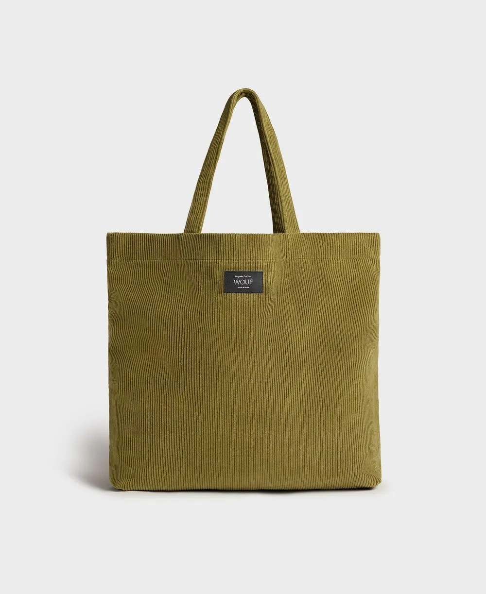 Sac cabas olive en velours de coton bio | "olive tote bag" femme - Wouf